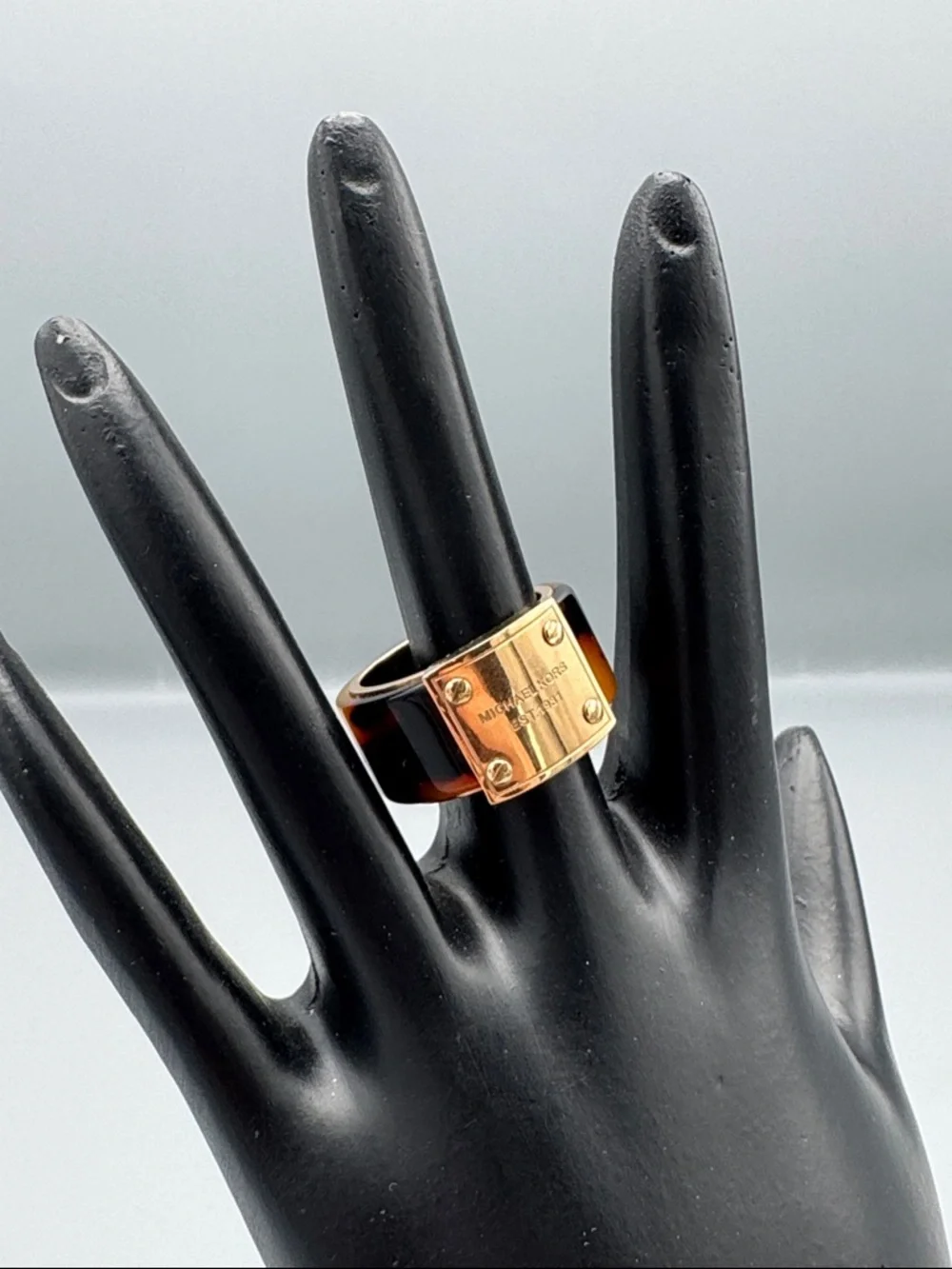 Michael Kors Tortoiseshell Resin Ring with Gold Plate - Picture 2 of 6